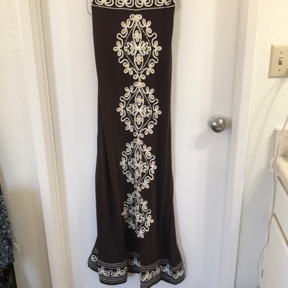 INC Sleeveless Brown Embroidered Maxi dress - Picture 2 of 6